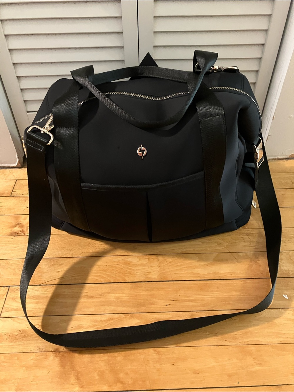POPFlex Belladonna Black Duffle Bag Green Floral Lining